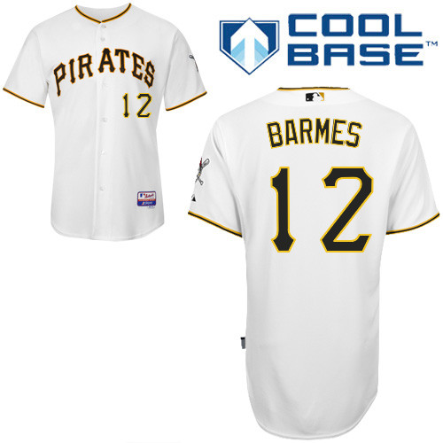 Clint Barmes #12 MLB Jersey-Pittsburgh Pirates Men's Authentic Home White Cool Base Baseball Jersey